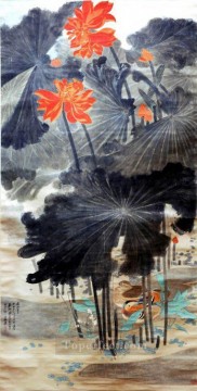 Chino Painting - Chang dai chien loto y patos mandarines 1947 chino tradicional